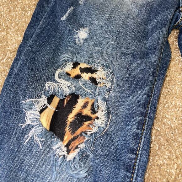 Judy Blue DARK WASH LEOPARD PATCH DENIM SKINNY JEAN PANTS SZ 25" - 1 - Picture 8 of 9